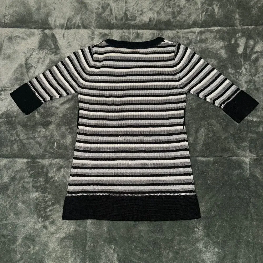 Guess Sweater Dress Kids 3T Black White Striped Crew Neck Long‎ Sleeve Pullover